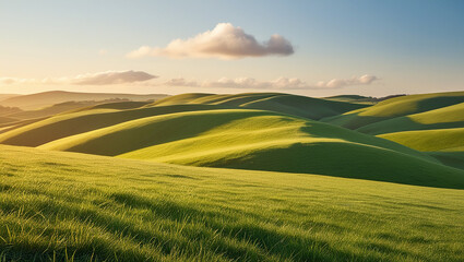 Obraz premium landscape with green field and blue sky