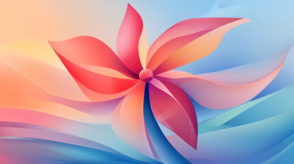 Fototapeta premium Abstract floral design, pastel color palette, gentle waves background; ideal for website banners or mobile wallpapers