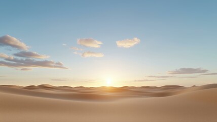 Obraz premium Peaceful desert sunset with soft dunes and a clear sky, capturing the beauty and tranquility of the natural world.