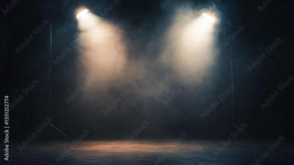 Aufkleber two powerful white spotlights focus on a fog-filled stage, creating a captivating visual effect agai