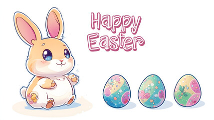 Fototapeta premium egg, eggs, bunny, cute，holiday, spring, decoration, celebration, color, colorful, easter egg, design, green, card, symbol, pattern, grass, season, illustration, vector, 
