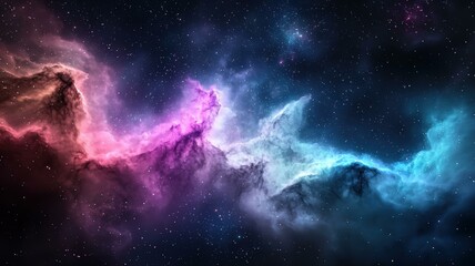 Fototapeta premium Vibrant cosmic nebula with colorful interstellar clouds in a starry universe, showcasing celestial beauty and mysteries.