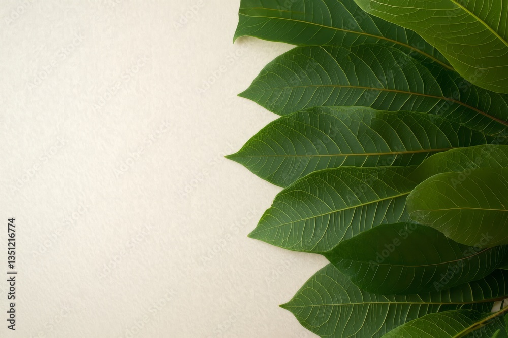 Fototapete a collection of lush green javanese treebine leaves features intricate vein patterns and textures ar