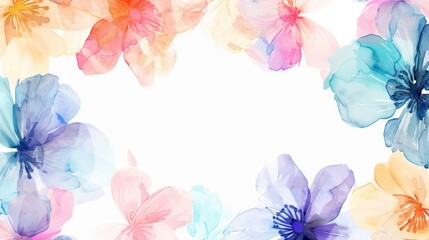 Watercolor Floral Frame With White Background
