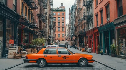 Obraz premium Unique Taxi Design on City Street