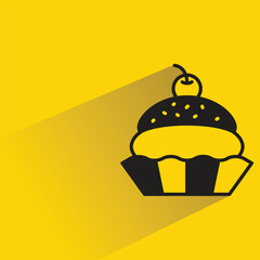 cupcake icon with shadow on yellow background