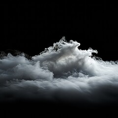 set of cool white steam smoke rising with spray. Isolated on black background.