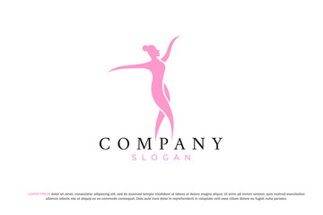 Elegant Pink Silhouette of a Woman award statue dance ballet