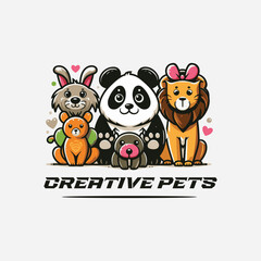 Naklejka premium Vector Pet Shop Logo Design Template. artistic creative Pet company logo. Dog and cat animal pet logo design inspiration