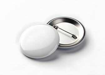 White pin button isolated on the white background, realistic button, 3d