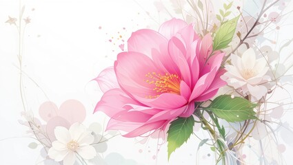 Fototapeta premium Delicate Pink Lotus Flower Blooming with White Petals and Soft Pastel Background in Spring