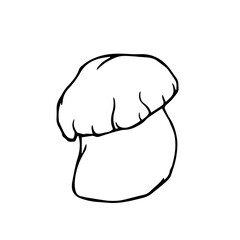 Line sketch,contour of a forest porcini mushroom.Vector graphics.