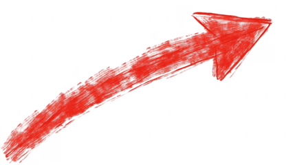Bold Red Arrow Graphic Pointing Upward on a Transparent Background
