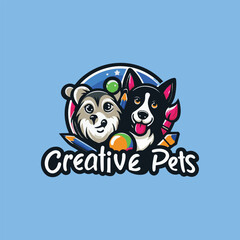 Vector Pet Shop Logo Design Template. artistic creative Pet company logo. Dog and cat animal pet logo design inspiration