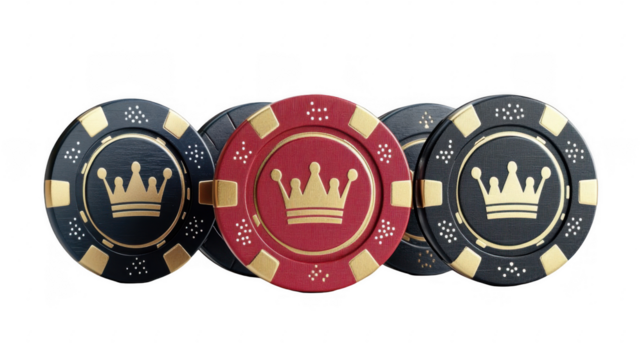 Colorful Poker Chips with Crown Design for Casino Games and Fun