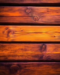 Naklejka premium A rustic wooden wall featuring rich, deep brown tones and a natural grain pattern, showcasing knots and imperfections that add character and warmth to the space.