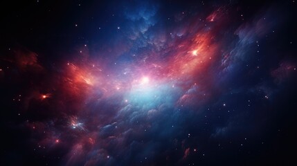 Cosmic Nebula with Vivid Red and Blue Hues
