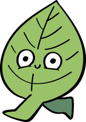 Cartoon Leaf Character with Smiling Face