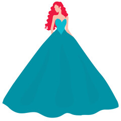 Woman wearing ballgown illustration vector