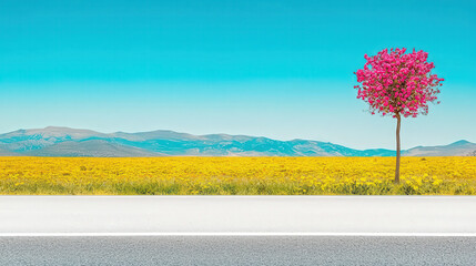 Massive roadside billboard mockup with a blank white canvas, sunny clear sky, modern branding potential