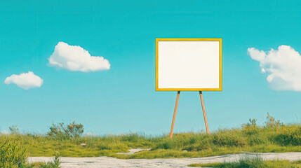 Outdoor digital billboard with high-resolution display, clear sky, futuristic advertising mockup 