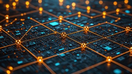 Obraz premium Abstract Network Connections: Digital Circuitry and Interconnectivity