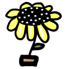 unflower Doodle Art with bold lines and vibrant colors. Perfect for creative designs, nature-themed graphics, and artistic floral projects. Ideal for DIY crafts, stickers, and cute decor.