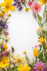 Obraz premium Bright botanical wildflower display with open space for seasonal projects