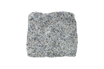 A square granite rock stone isolated on white background.