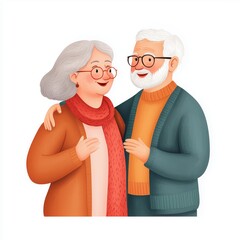 A cartoon drawing of a man and woman hugging