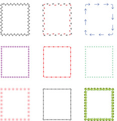Border frame geometric pattern vector set 