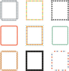 Border frame geometric pattern vector set 