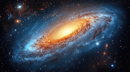 Fototapeta premium Spiral galaxy cosmic dust nebula starscape; astronomy background