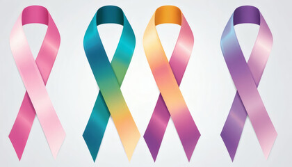 Gradient-colored awareness ribbon, smoothly transitioning between shades, isolated, high-resolution ribbon design, vibrant awareness ribbon graphic