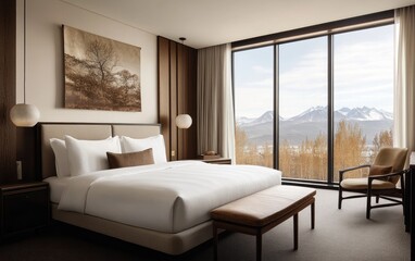 Modern luxury living room and bedroom in a comfortable apartment with stylish furniture and decor