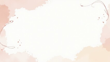 Obraz premium Elegant Peach and Blush Watercolor Frame with Delicate Line Art for Wedding or Feminine Design