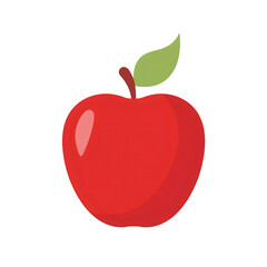 Fototapeta premium Red Apple with Leaf on Transparent Background Representing Health and Freshness