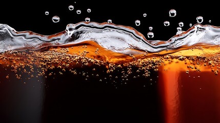 A close up of a glass of soda with bubbles in it