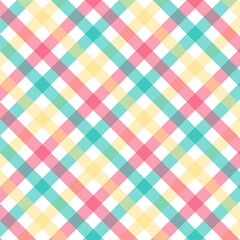 Multicolor gingham seamless pattern.Colorful heckered tartan plaid repeat pattern in green red yellow.Geometric vector background wallpaper.