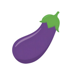 Ripe eggplant with green stem on transparent background
