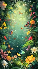 Lively Garden Scene with Busy Bees and Colorful Butterflies