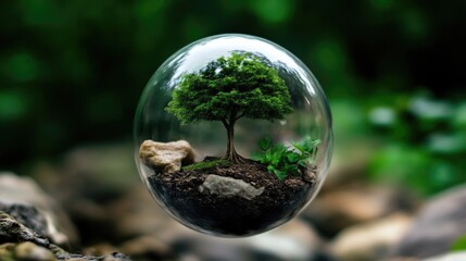 Miniature ecosystem in a glass sphere