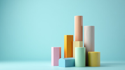 Pastel Colored Geometric Shapes Abstract Background Modern Minimalist 3D Render