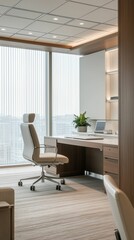 Fototapeta premium Elegant Minimal Modern Office Space with Simple Design Elements