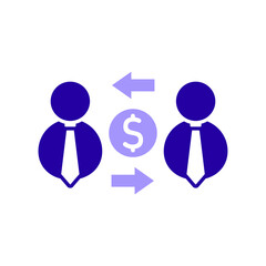 Icon a financial transaction, isolated against a clean background.