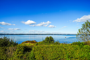 View of the Flensburg Fjord and the surrounding countryside near Flensburg.

