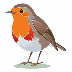 Robin bird perched on a branch in winter with a silhouette design