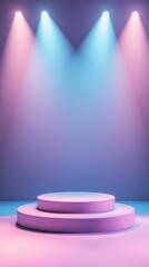 Minimalist Empty Stage Podium with Soft Lighting and Color Gradients