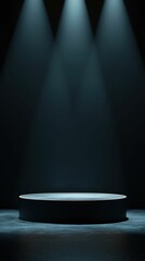 Minimalist Podium Stage Design with Dramatic Lighting and Shadows