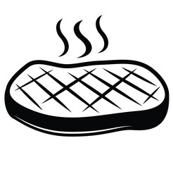 cute cartoon hand drawn vector Meat steak icon silhouette.
